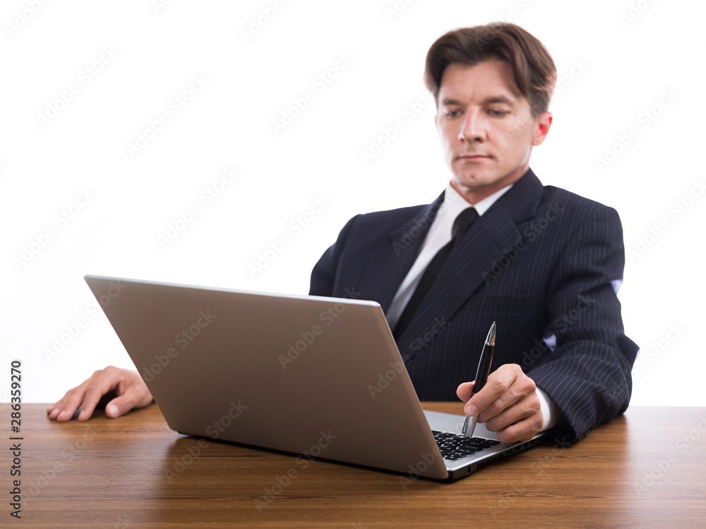 Portrait of a Businessman Working with Laptop Portrait of a Businessman Working with Laptop