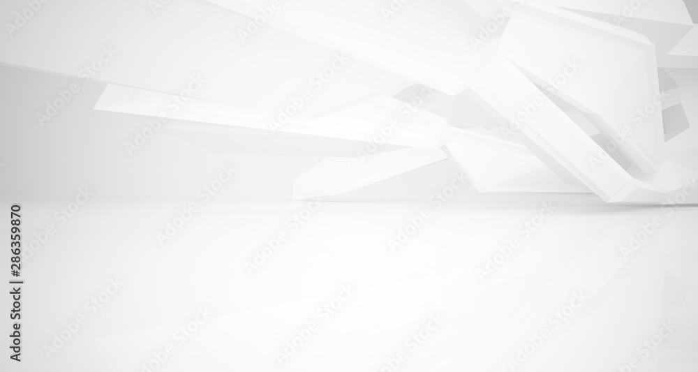 Abstract architectural white interior of a minimalist house with large windows.. 3D illustration and rendering. Abstract architectural white interior of a minimalist house with large windows.. 3D illustration and rendering.