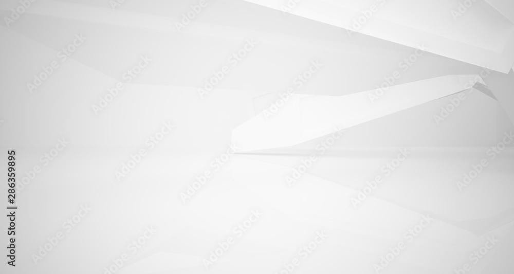 Abstract architectural white interior of a minimalist house with large windows.. 3D illustration and rendering. Abstract architectural white interior of a minimalist house with large windows.. 3D illustration and rendering.