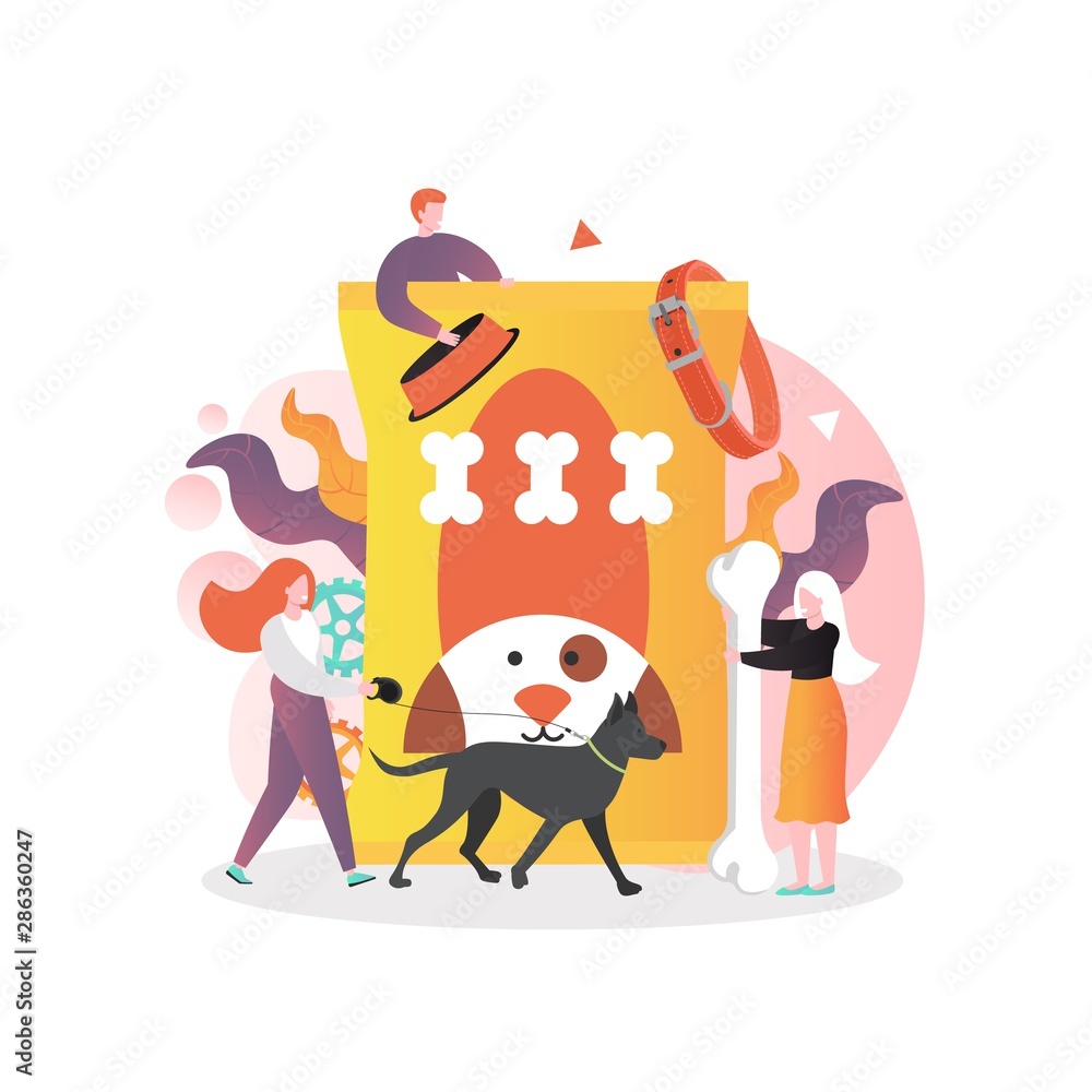 Naklejka premium Dog care supplies and accessories, vector illustration