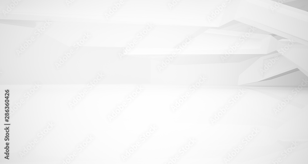 Abstract architectural white interior of a minimalist house with large windows.. 3D illustration and rendering. Abstract architectural white interior of a minimalist house with large windows.. 3D illustration and rendering.