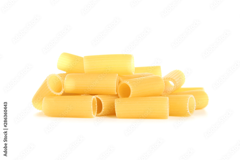 Uncooked pasta isolated on white background Uncooked pasta isolated on white background