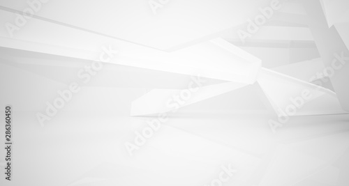 Abstract architectural white interior of a minimalist house with large windows.. 3D illustration and rendering.