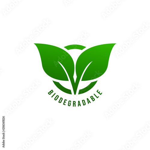 Biodegradable recyclable plastic free package icon. vector illustration photo
