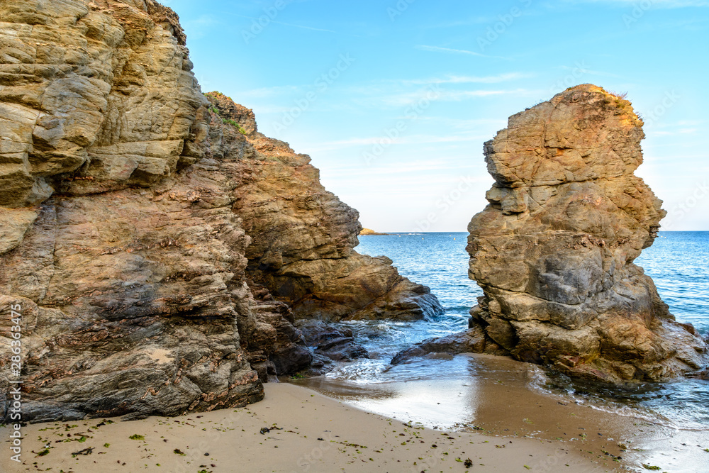 Rocks on the beach of Prefailles, Loire Atlantique, Brittany, France