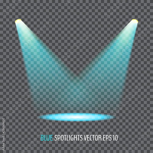 Glowing blue spotlights