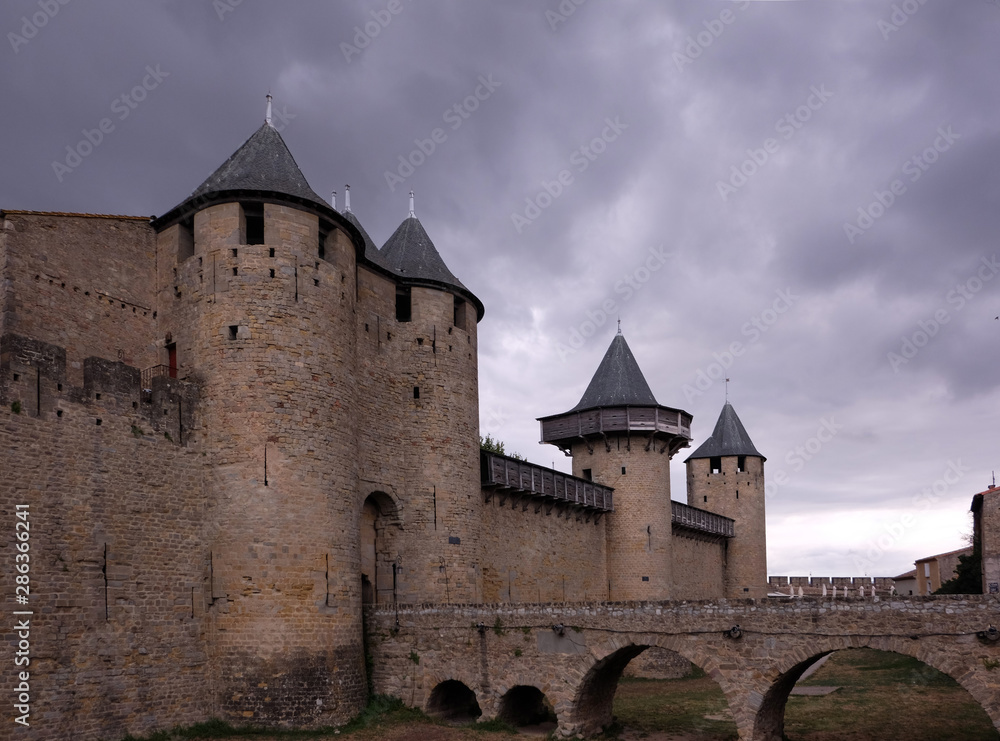 medieval castle of the cite de Carcassonne in France