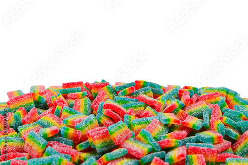 Juicy colorful jelly sweets isolated on white. Gummy candies. .