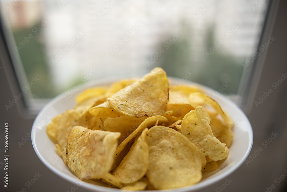 chips in a white plate