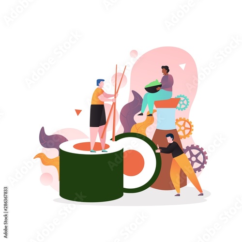 Japanese food vector concept for web banner, website page