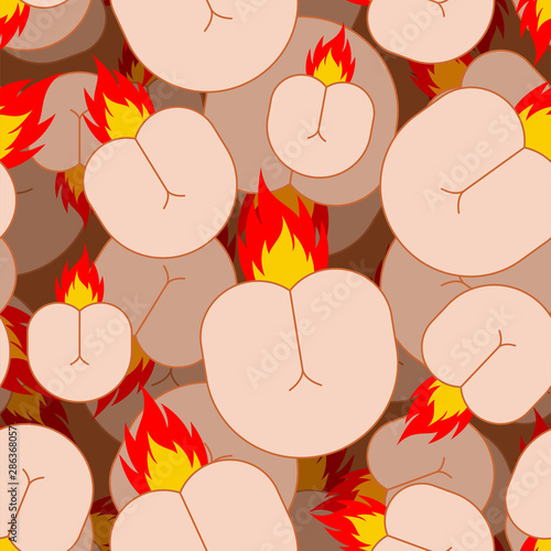Butthurt background . Ass on fire ornament. Butt Hurt pattern seamless. irritability texture vector