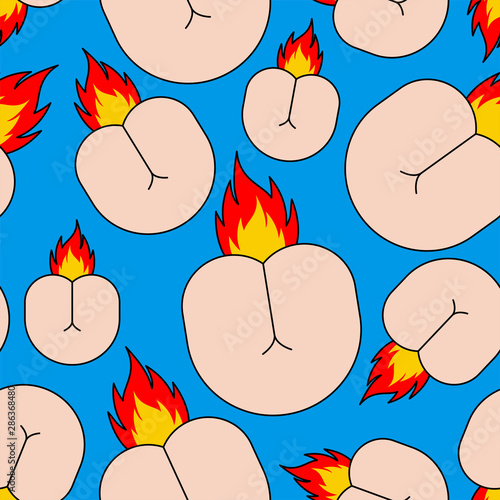 Butthurt background . Ass on fire ornament. Butt Hurt pattern seamless. irritability texture vector