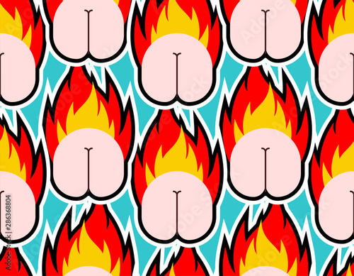 Butthurt background . Ass on fire ornament. Butt Hurt pattern seamless. irritability texture vector