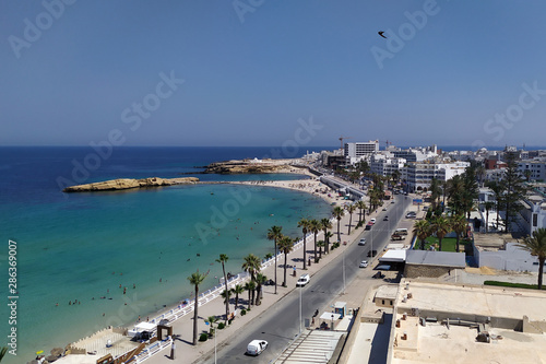 Foto view of the promenade. Monastir, Tunisia