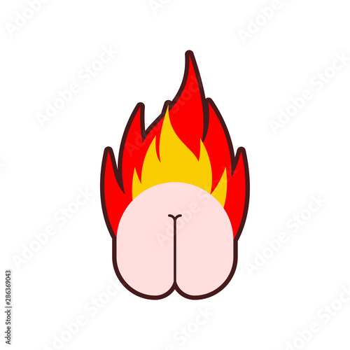 Butthurt sign. Butt Hurt icon. Ass on fire symbol. irritability emblem vector illustration
