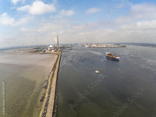 Canvas Print Aerial view of Dublin port