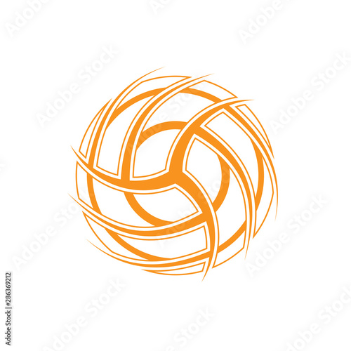Orange volleyball symbol isolated on white background