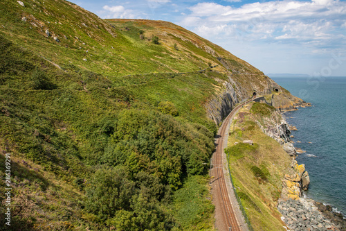Train rail in Cliff walk trail in Bray