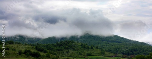 panorama of the mountains and storm clouds