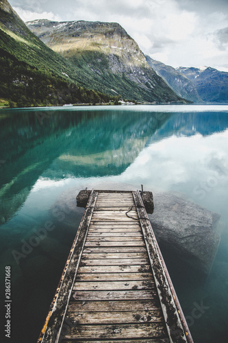 Lovatnet Lake views around Geiranger, in Norway photo