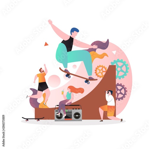 Skateboarding vector concept for web banner, website page