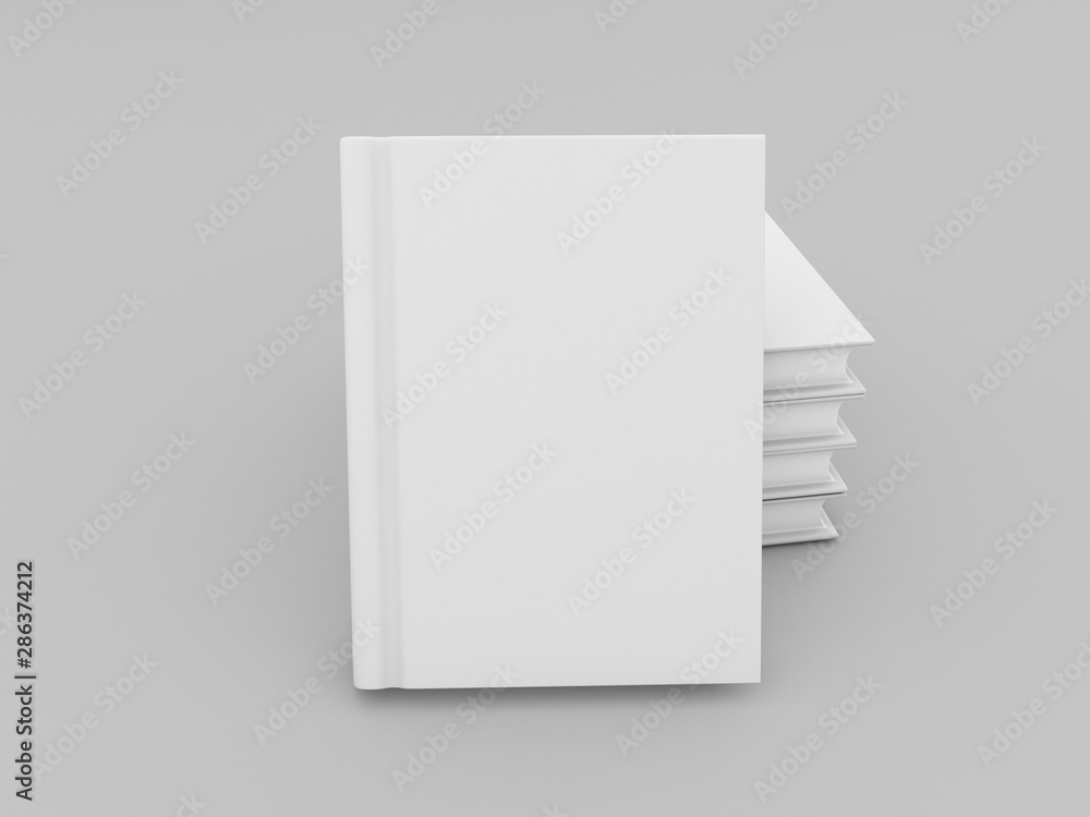 Mock up of finished book template against gray background. 3d render illustration. Mock up of finished book template against gray background. 3d render illustration.