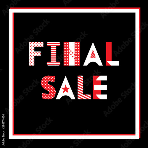 Final Sale. Trendy geometric font in memphis style of 80s-90s. Template for banner or poster.