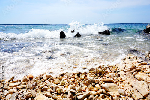 Sea waves that flooded the coast as the south wind blows photo