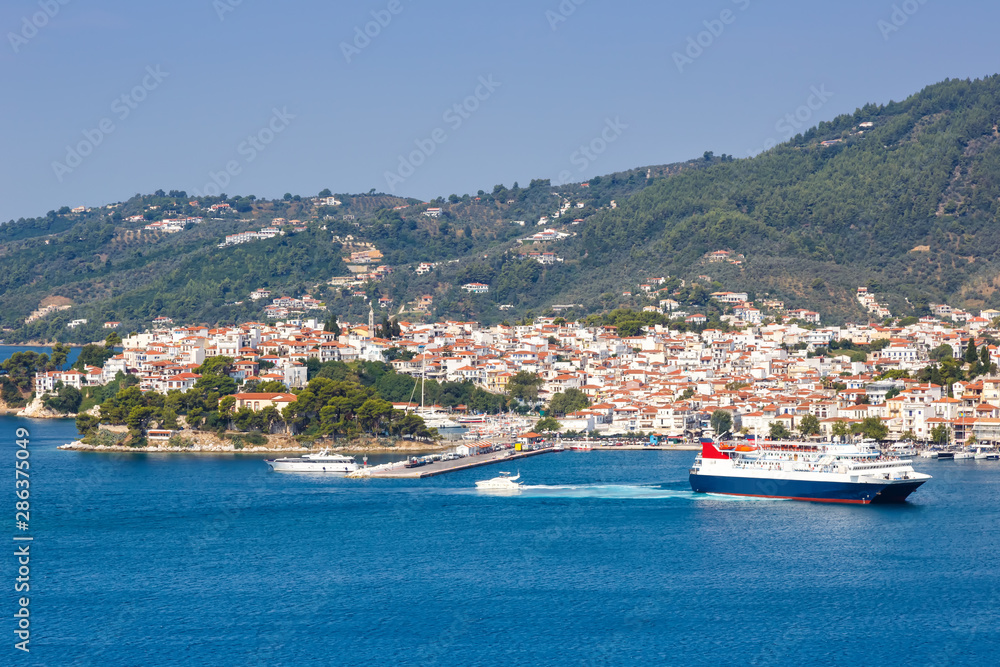 Skiathos island Greece city overview town Mediterranean Sea Aegean holidays vacation travel