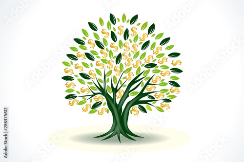 Money Tree Prosperity Symbol Logo Vector Image Design