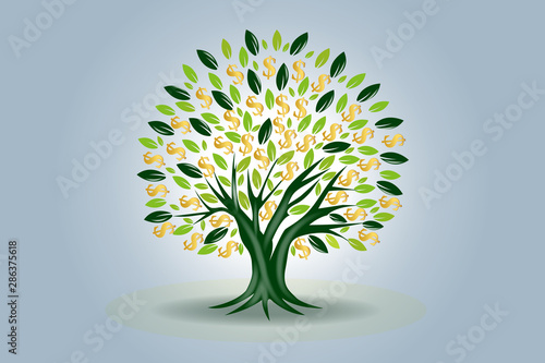 Money tree symbol of prosperity logo vector icon web image