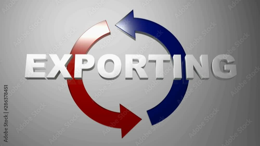 IMPORTING with rotating arrows - 3D rendering video clip IMPORTING with rotating arrows - 3D rendering video clip