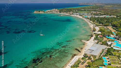Aerial drone photo from iconic village of Sani with unique nature in North Kassandra peninsula, Halkidiki, North Greece © aerial-drone