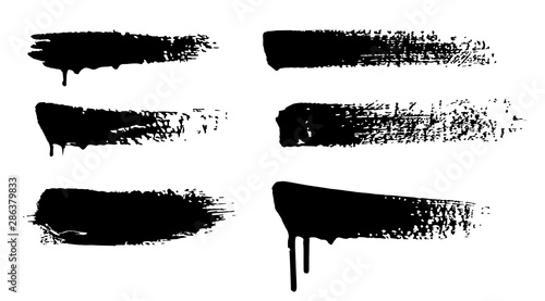 Set of various brush strokes. Ink set on a white background .Vector illustration.