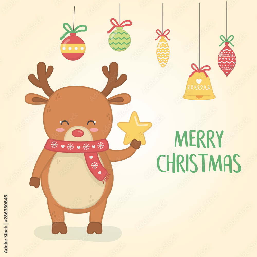merry merry christmas card with reindeer
