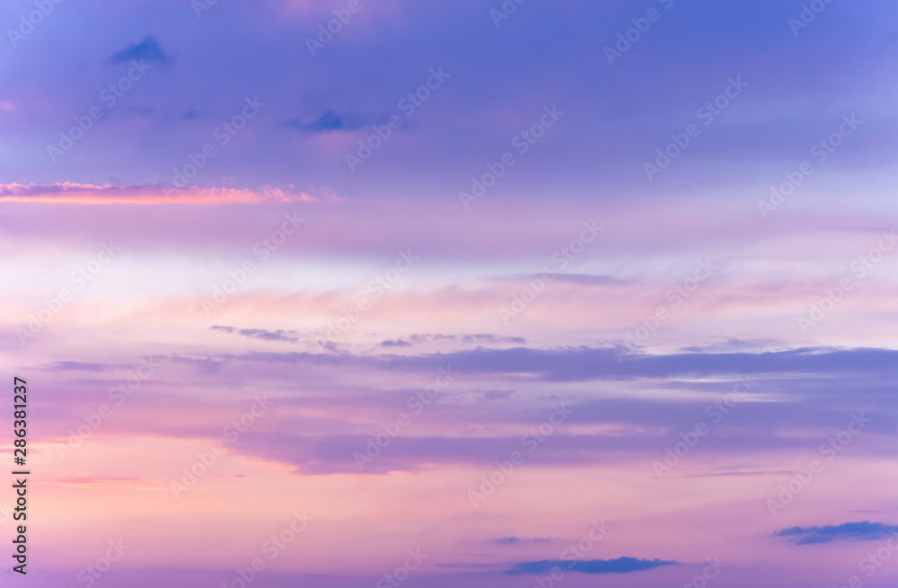 Beautiful sky with clouds at sunset. Natural background