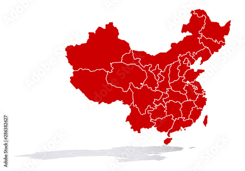 Mapa rojo de la bandera de china.