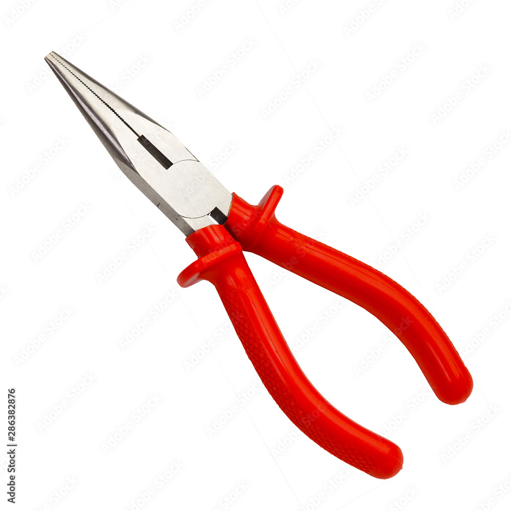 Red plier isolated on white background, hand tool Red plier isolated on white background, hand tool