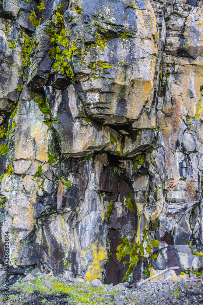 Columbia River Gorge, between Oregon and Washington states. Pictures are Columbia River Basalt rock. Columbia River Gorge, between Oregon and Washington states. Pictures are Columbia River Basalt rock.