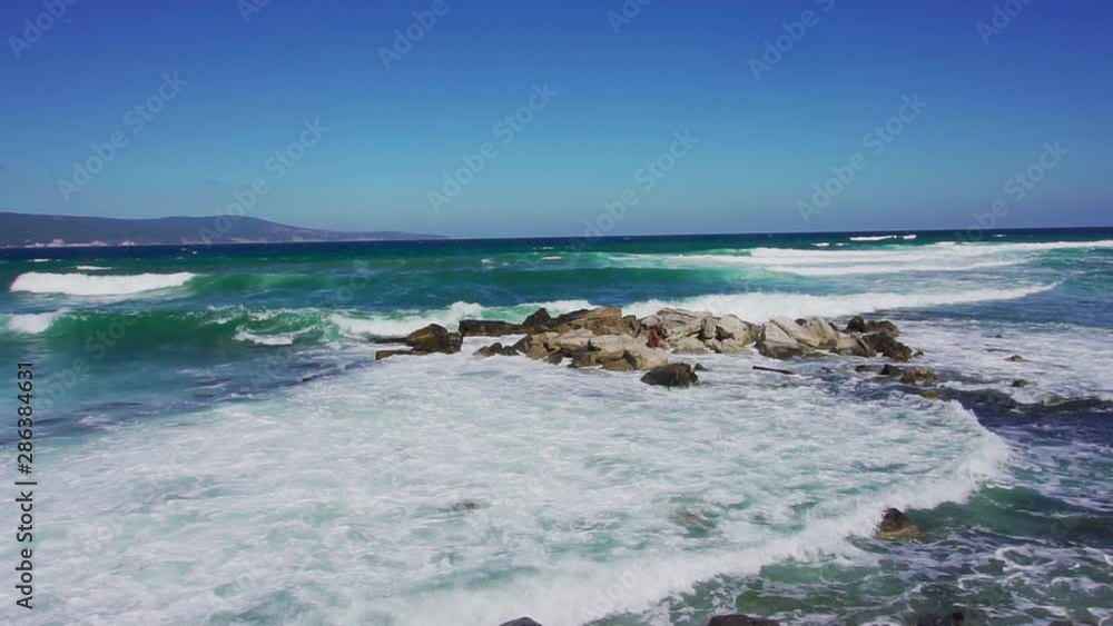 Waves Crashing To The Rocks in Nessebar Bulgaria Waves Crashing To The Rocks in Nessebar Bulgaria