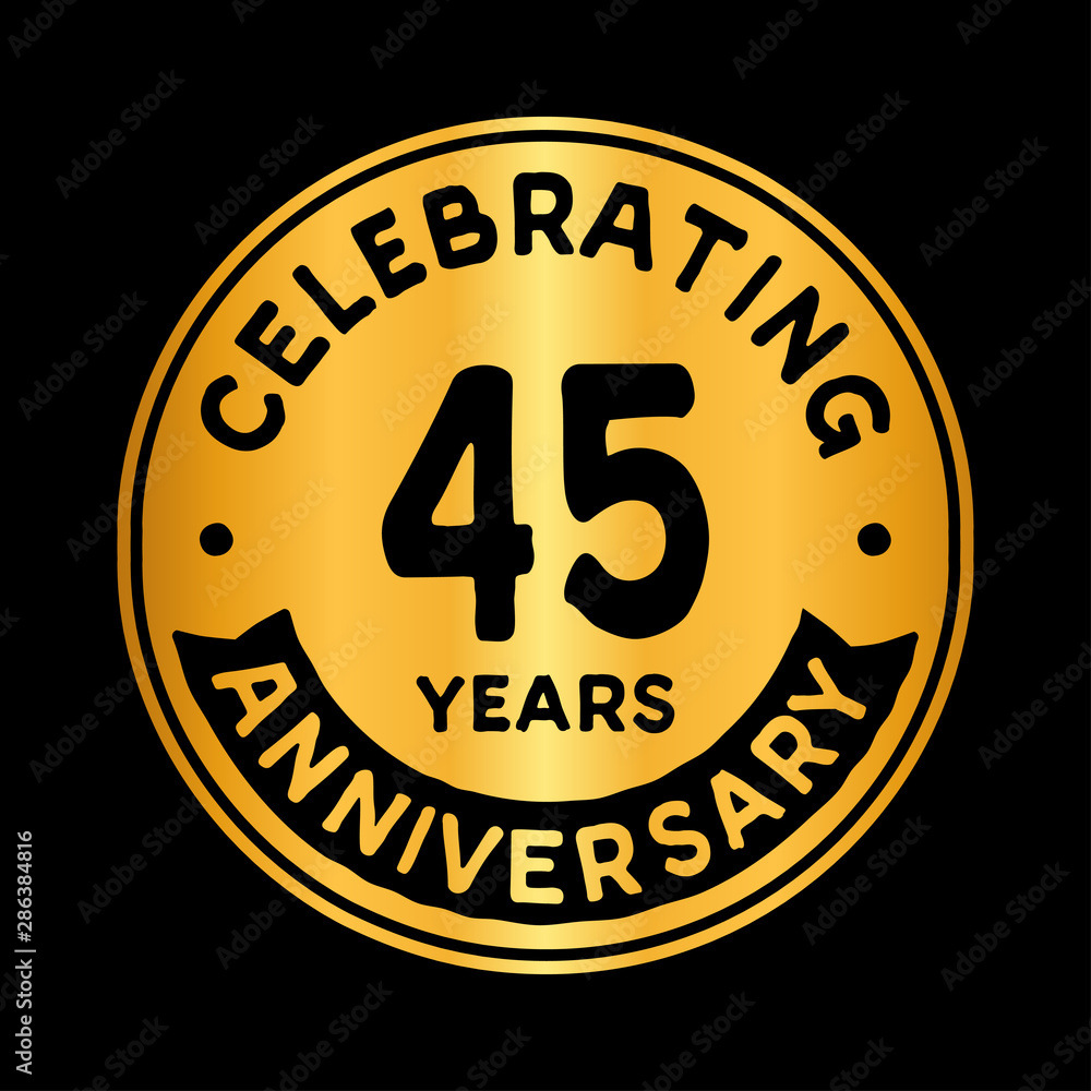 45 years anniversary logo design template. Forty-five years logtype. Vector and illustration.