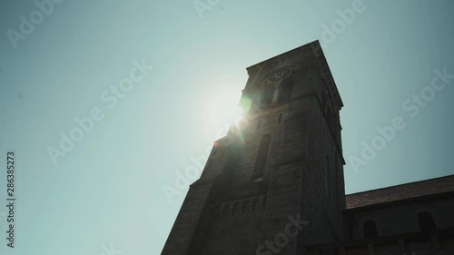 Panning left to right of the tower at St Joseph's Redemptorist Church in Dundalk, Louth, Ireland. photo