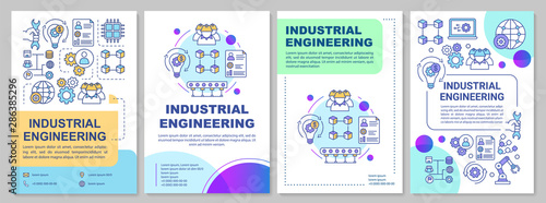 Industrial engineering brochure template layout. Manufacturing. Flyer, booklet, leaflet print design with linear illustrations. Vector page layouts for magazines, annual reports, advertising posters