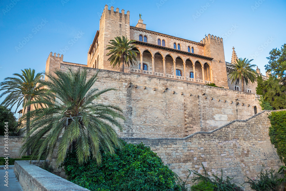 Gothic art cathedral of Palma de Mallorca, inner courtyard view