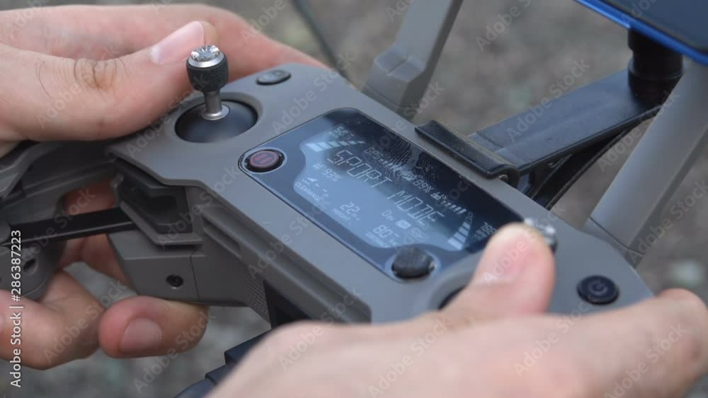 In the hands of the quadrocopter control panel