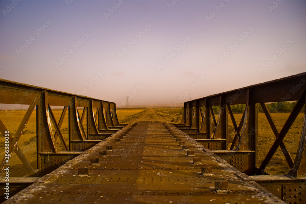 old metal bridge of a railway track
