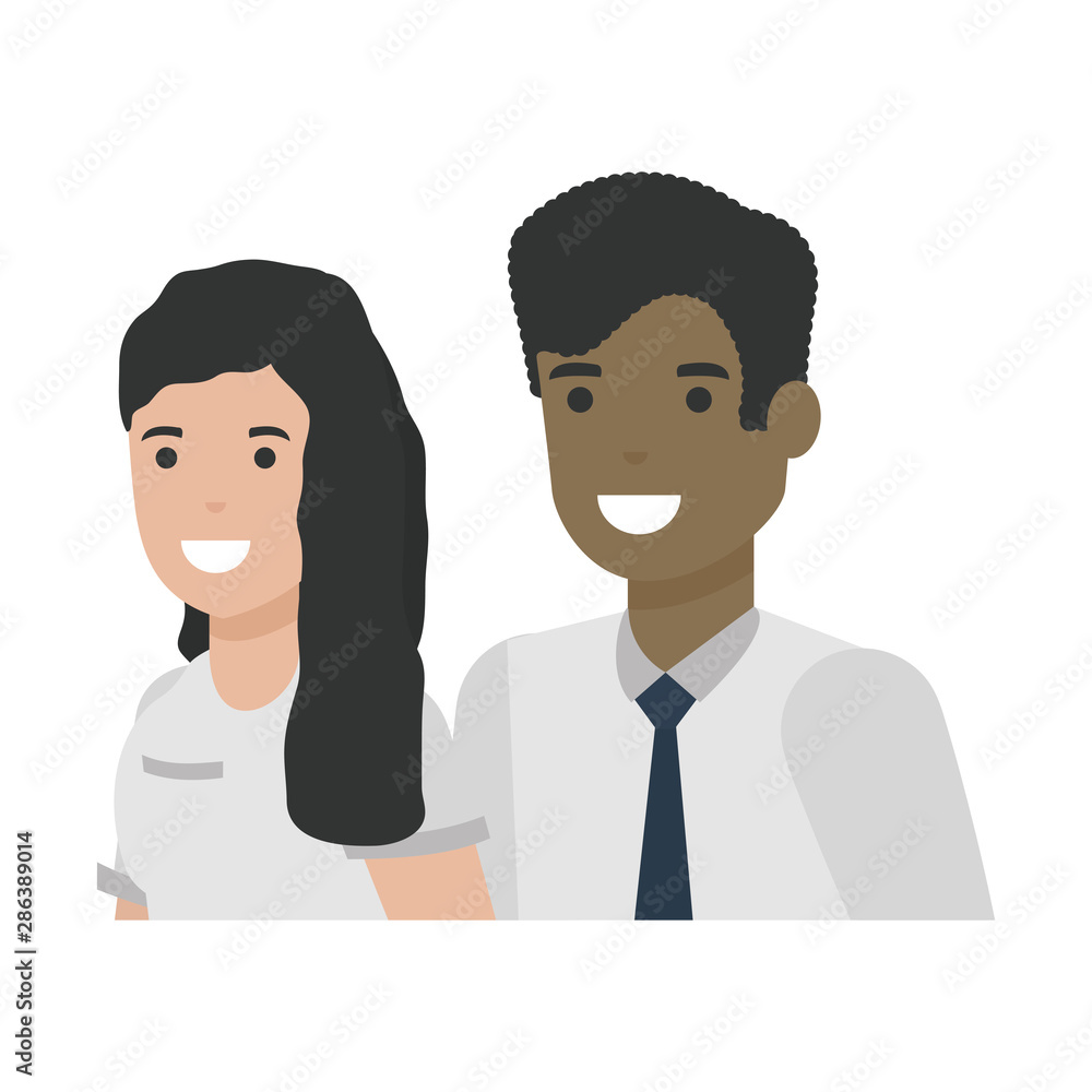 Couple of woman and man cartoon design Couple of woman and man cartoon design