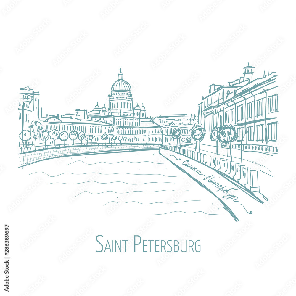 Obraz premium Saint Petersburg, Russia. Sketch for your design