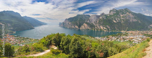 The panorama of Riva del Garda and Torbole with the Lago di Garda lake. photo