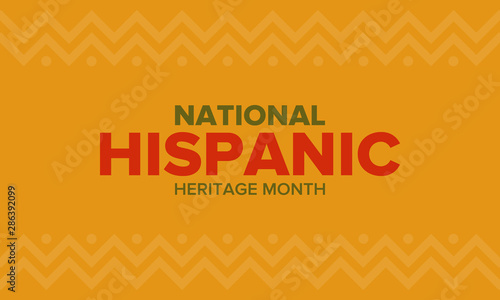 National Hispanic Heritage Month in September and October. Hispanic and Latino Americans culture. Celebrate annual in United States. Poster, card, banner and background. Vector illustration